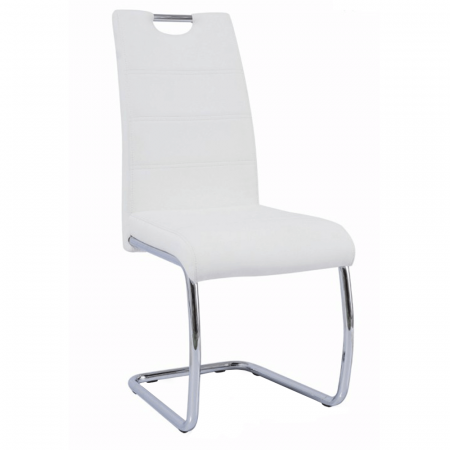 Scaune bucatarie - Scaun dining, alb/cusătură culoare deschisă, ABIRA NEW