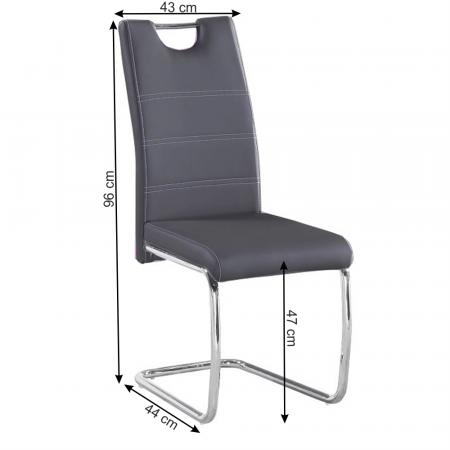 Scaun dining, gri închis / cusătură deschisă, ABIRA NEW [1]