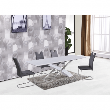 Scaun dining, gri închis / cusătură deschisă, ABIRA NEW [2]