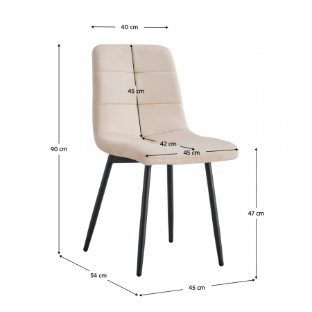Scaun dining, material bej Velvet / metal, DAMIA TIP 1 [1]