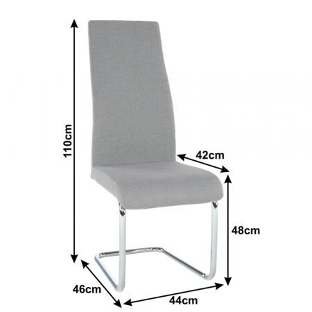 Scaun dining, material textil gri/crom [5]