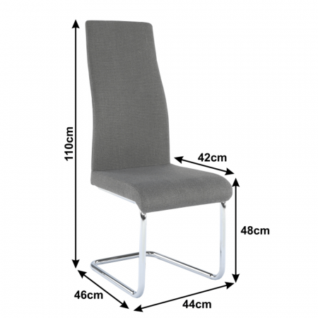 Scaun dining, material textil gri închis/crom, AMINA [11]