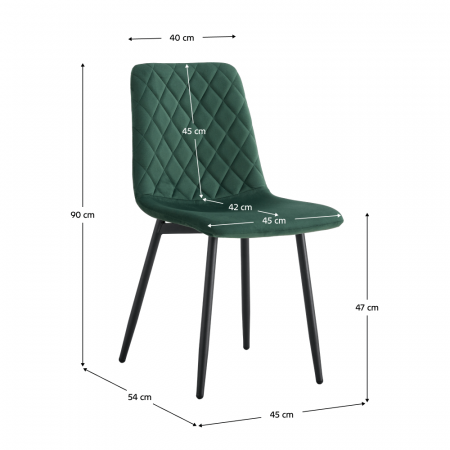 Scaun dining, material Velvet - culoare smarald / metal, DAMIA TIP 2 [1]
