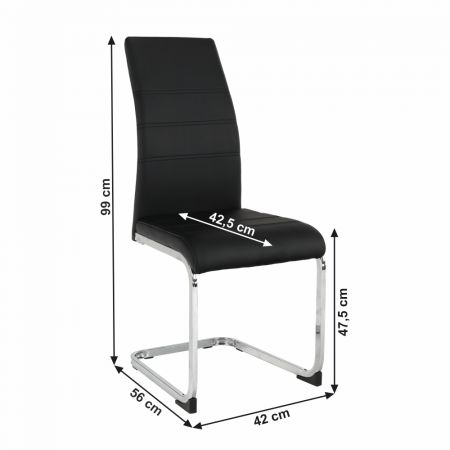 Scaun dining, negru / crom, VATENA [16]