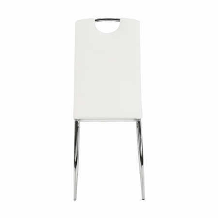 Scaun dining, piele ecologică albă/crom, ERVINA [6]