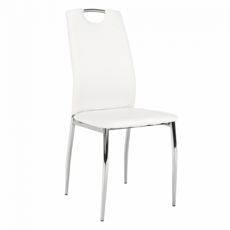 Bucatarie - Scaun dining, piele ecologică albă/crom, ERVINA