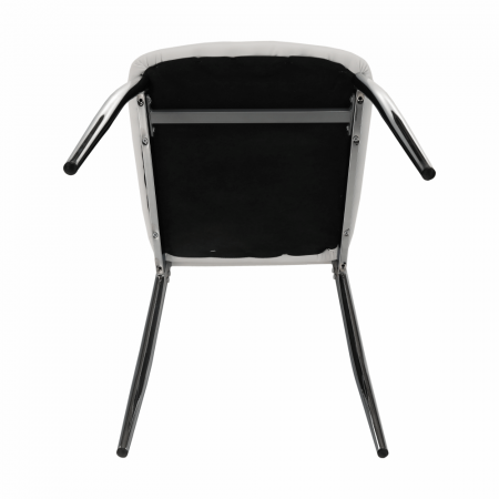 Scaun dining, piele ecologică albă/crom, ERVINA [2]