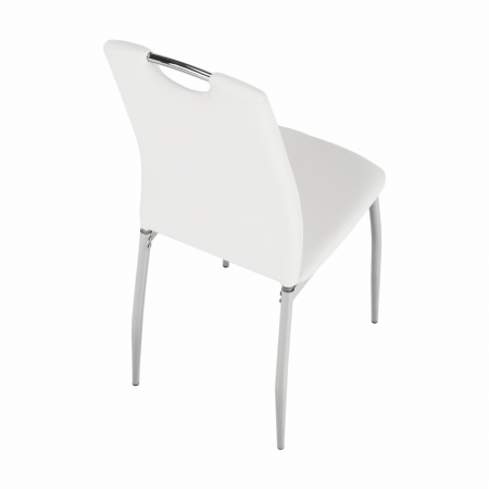 Scaun dining, piele ecologică albă/crom, ERVINA [4]