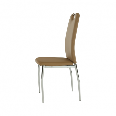Scaun dining, piele ecologică bej/crom, ERVINA [11]