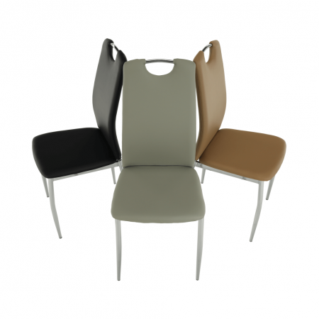 Scaun dining, piele ecologică bej/crom, ERVINA [15]
