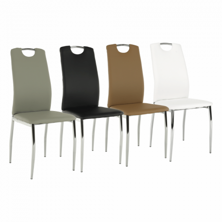 Scaun dining, piele ecologică bej/crom, ERVINA [1]