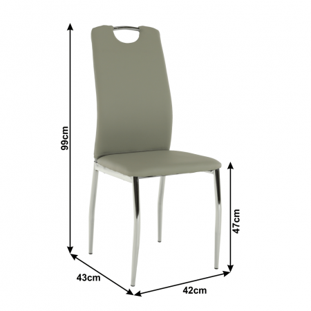 Scaun dining, piele ecologică gri/crom, ERVINA [11]