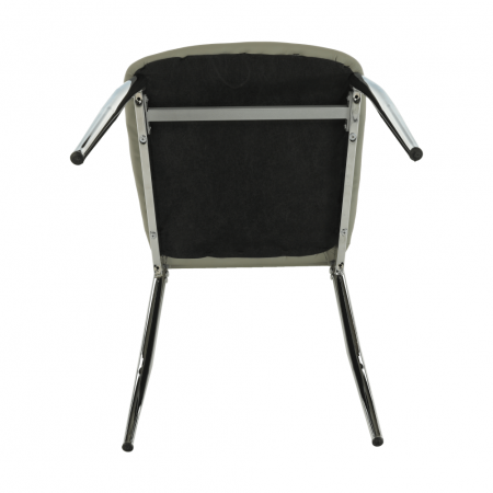 Scaun dining, piele ecologică gri/crom, ERVINA [9]