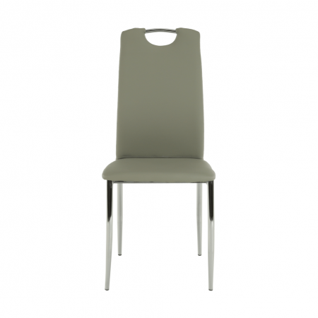 Scaun dining, piele ecologică gri/crom, ERVINA [3]