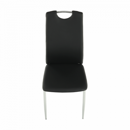Scaun dining, piele ecologică neagră/crom, ERVINA [5]