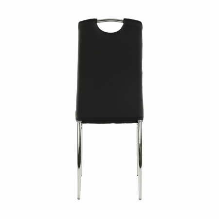 Scaun dining, piele ecologică neagră/crom, ERVINA [3]