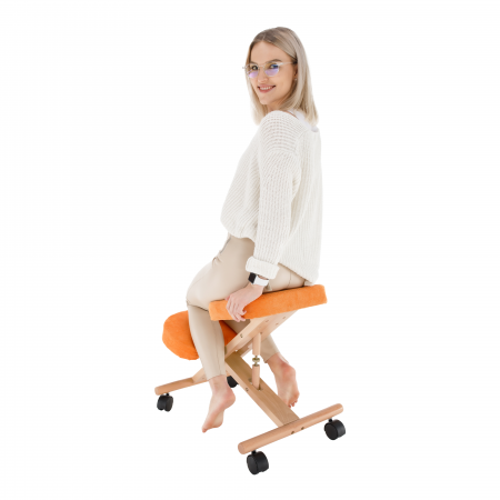 Scaun ergonomic, portocale/ fag, FLONET [6]