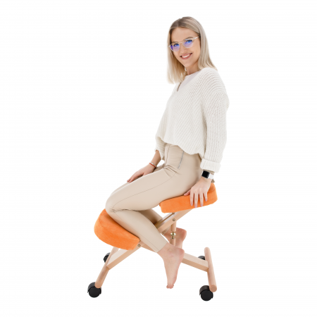 Scaun ergonomic, portocale/ fag, FLONET [5]