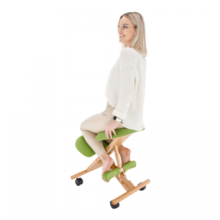 Scaun genunchi ergonomic, verde/ fag, GROCO [19]