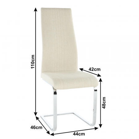 Scaun metalic bucatarie/sufragerie, modern, material textil crem/ crom [1]