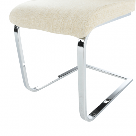 Scaun metalic bucatarie/sufragerie, modern, material textil crem/ crom [5]