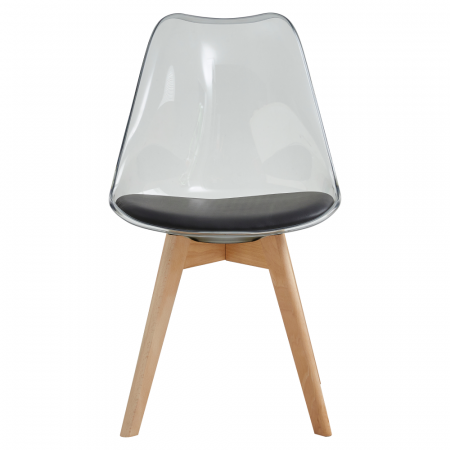 Scaun, negru transparent, acrilic/piele ecologică/fag, BALI 2 NEW [3]