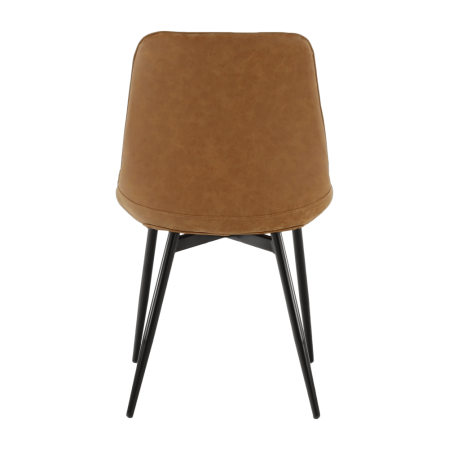 Scaun, piele ecologică maro camel/negru, HAZAL [8]