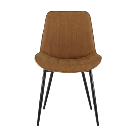 Scaun, piele ecologică maro camel/negru, HAZAL [11]