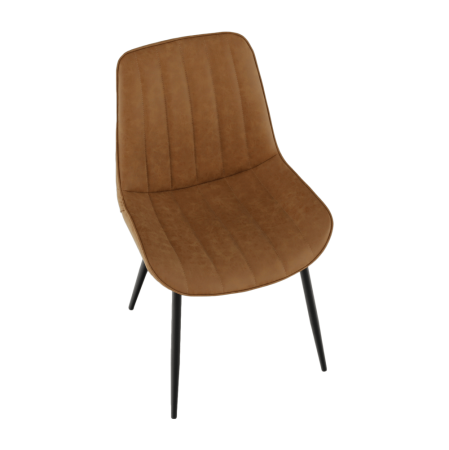 Scaun, piele ecologică maro camel/negru, HAZAL [7]