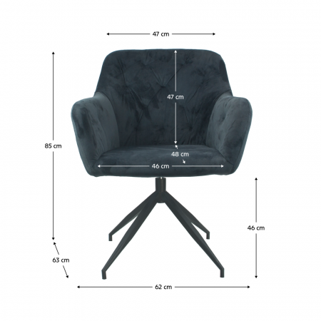 Scaun pivotant, ţesătură de catifea gri închis/negru, VELEZA NEW [2]