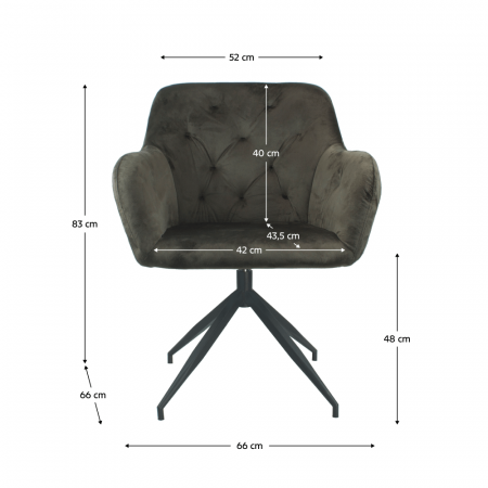 Scaun pivotant, ţesătură de catifea maro/negru, VELEZA NEW [4]