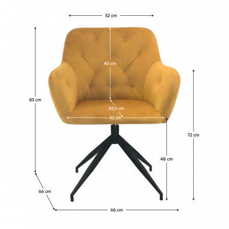 Scaun pivotant, ţesătură de catifea muştar/ negru, VELEZA NEW [3]