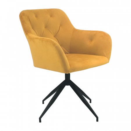 Scaune living/dining - Scaun pivotant, ţesătură de catifea muştar/ negru, VELEZA NEW