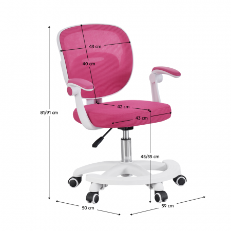 Scaun pivotant, zmeură/alb, TRIXI TYP 2 [1]