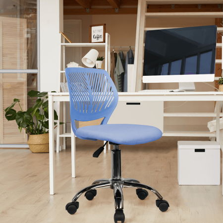 Scaun rotativ, albastru/crom, SELVA [1]
