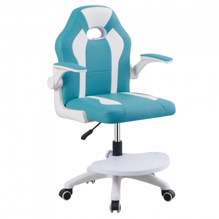 Mobilier Birou - Scaun rotativ cu suport pentru picioare, albastru/alb, RAMIL NEW