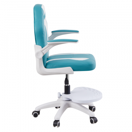 Scaun rotativ cu suport pentru picioare, albastru/alb, RAMIL NEW [2]