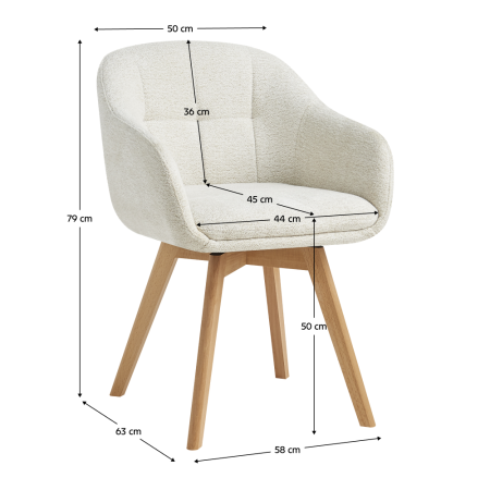 Scaun rotativ pentru sufragerie, crem/fag, DIMER [5]