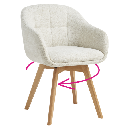 Living - Scaun rotativ pentru sufragerie, crem/fag, DIMER