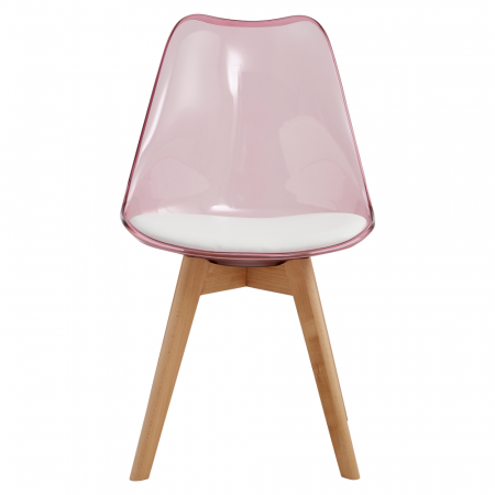 Scaun, roz transparent, acrilic/piele ecologică/fag, BALI 2 NEW [2]