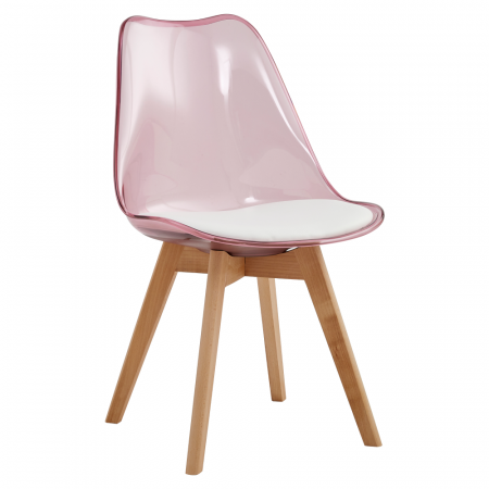 Bucatarie - Scaun, roz transparent, acrilic/piele ecologică/fag, BALI 2 NEW