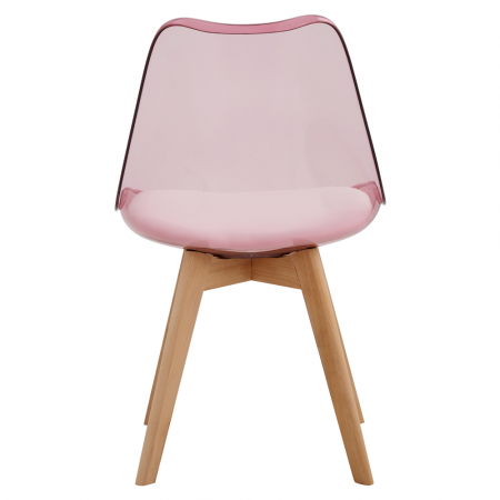 Scaun, roz transparent, acrilic/piele ecologică/fag, BALI 2 NEW [3]