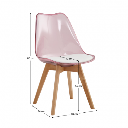 Scaun, roz transparent, acrilic/piele ecologică/fag, BALI 2 NEW [5]