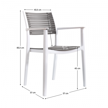 Scaun stivuibil, alb/gri, HERTA [1]