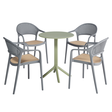 Scaun stivuibil, gri/bej, LADIS [4]