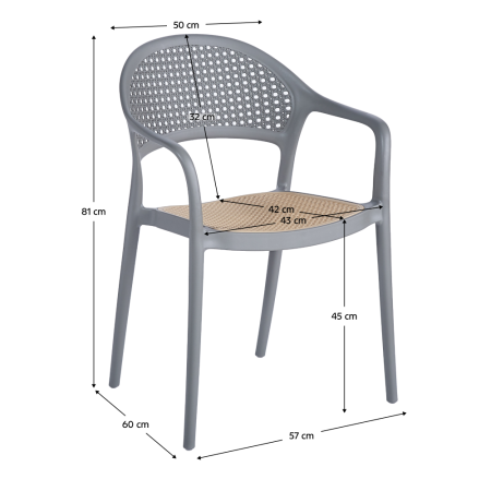 Scaun stivuibil, gri/bej, LADIS [5]