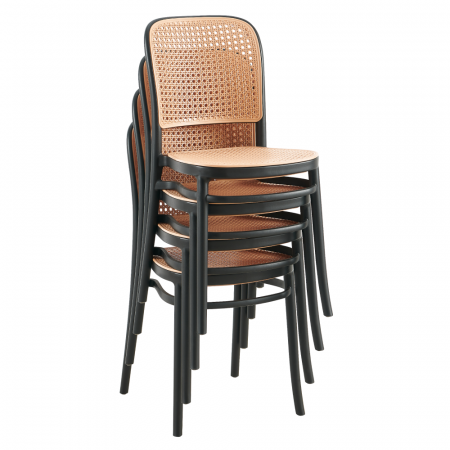 Scaun stivuibil, negru / bej, LENITA [2]