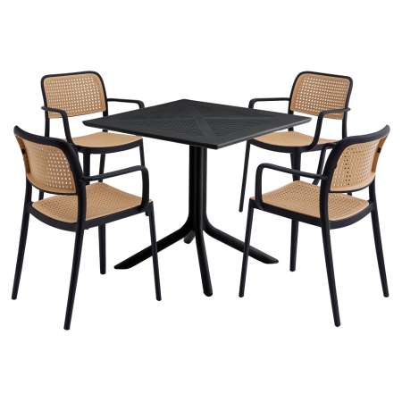 Scaun, stivuibil, negru/bej, RAVID NEW TIP 2 [2]