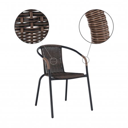 Scaun stivuibil, răchită sintetică maro/metal negru, DOREN [2]