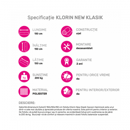 Scaun suspendabil balansoar, verde, KLORIN NEW KLASIK [9]